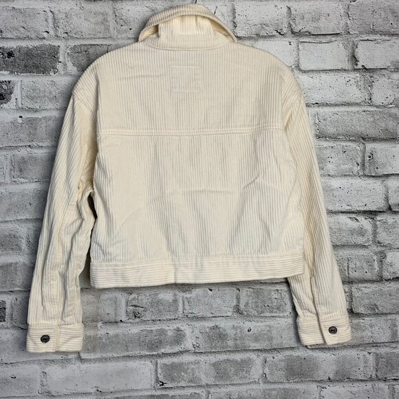 Abercrombie & Fitch Off White Corduroy Cropped Jacket - Picture 5 of 13